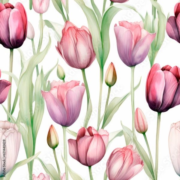 Fototapeta Botanical floral seamless pattern tile. Wallpaper background with flowers.