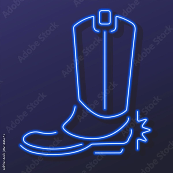 Obraz cowboy shoes neon sign, modern glowing banner design, colorful modern design trends on black background. Vector illustration.