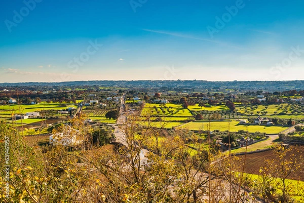 Fototapeta Aerial view from Locorotondo panoramic point towards Martina Franca