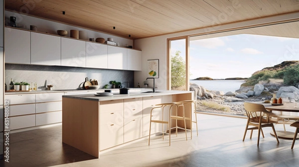 Obraz Modern scandinavian dining room AI-generated