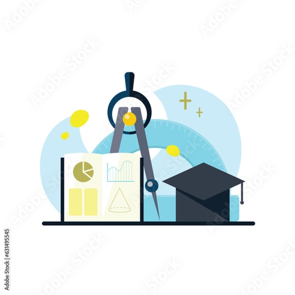 Obraz Back to school. Math flat design concept. Vector illustration