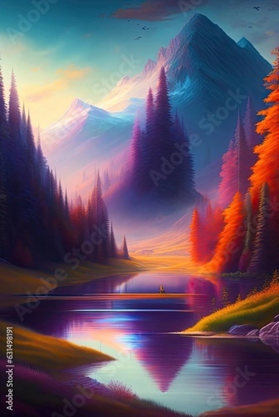 Obraz Fantasy landscape Artwork Mountains Forest