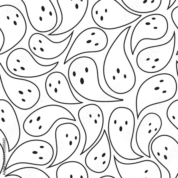 Fototapeta cute ghost cartoon delicate pattern on white background, simple pattern