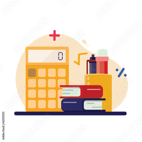 Obraz Back to school. Math flat design. Vector illustration