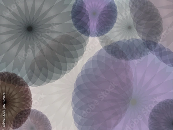 Obraz ニュアンスカラーの花の壁紙や背景　コンパスで描いたような模様　レントゲンのような透けた感じのアート