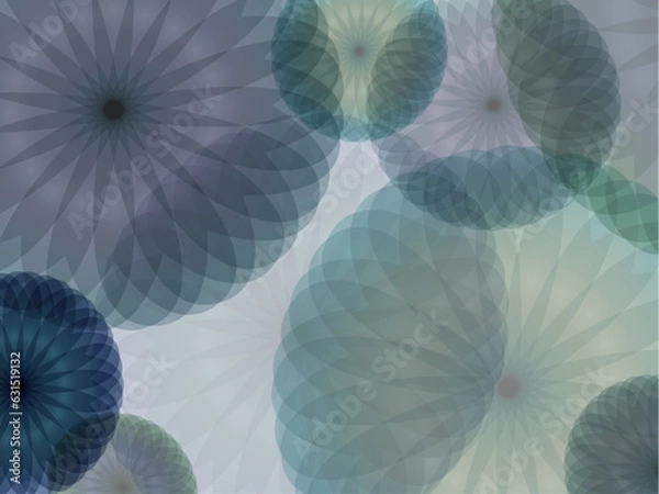 Obraz ニュアンスカラーの花の壁紙や背景　コンパスで描いたような模様　レントゲンのような透けた感じのアート
