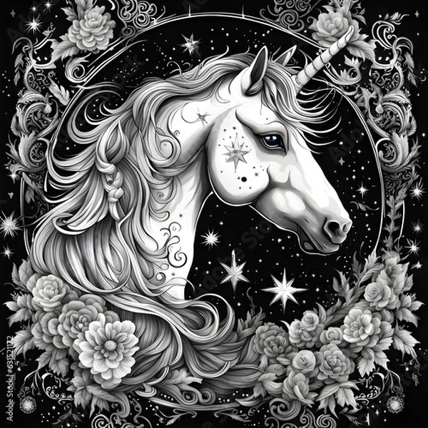 Fototapeta line_drawing_unicorn