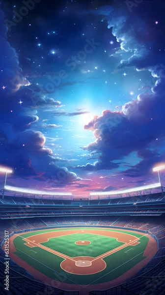 Obraz Celestial empty baseball field with a starry cloudy sky phone hd wallpaper ai generated