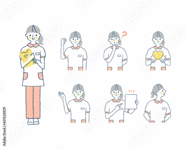 Fototapeta 女性医療従事者の表情　バリエーションセット