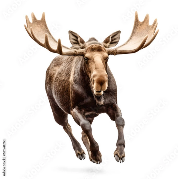 Obraz running moose in motion, isolated background