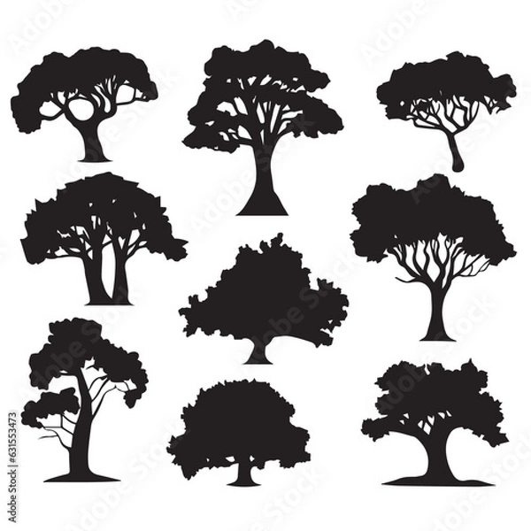 Fototapeta set of trees silhouettes
