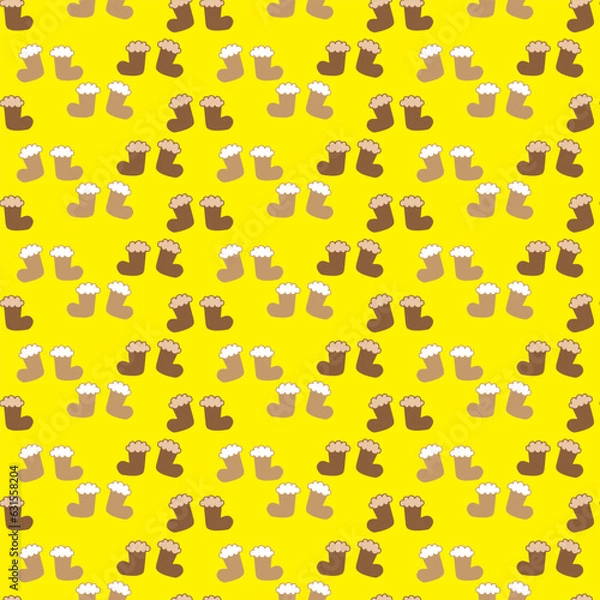 Fototapeta christmas socks with yellow background seamless repeat pattern