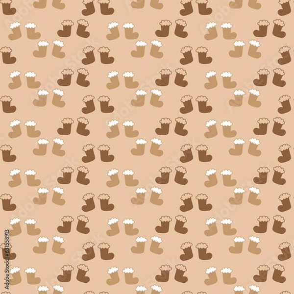 Obraz christmas socks with pastel brown background seamless repeat pattern