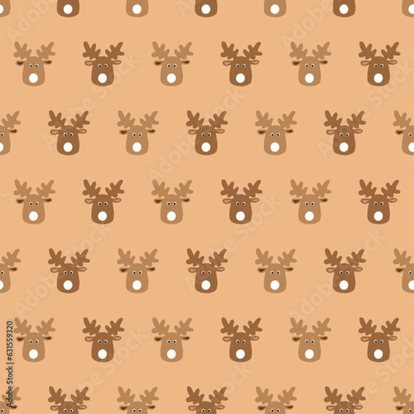Obraz Christmas rein deer with pastel brown background seamless repeat pattern