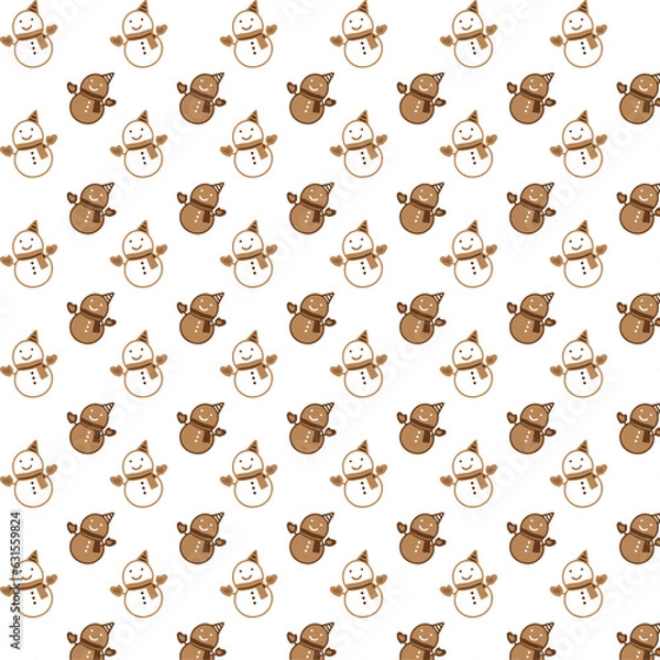 Fototapeta cute snow man christmas seamless repeat pattern
