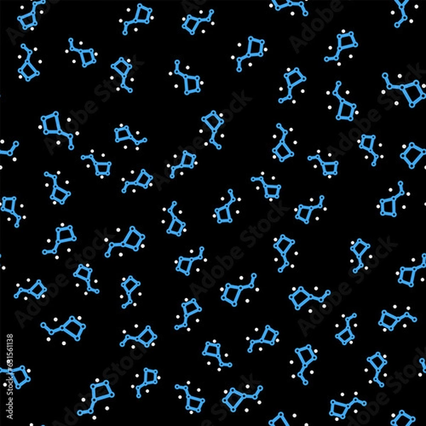 Fototapeta Line Great Bear constellation icon isolated seamless pattern on black background. Vector