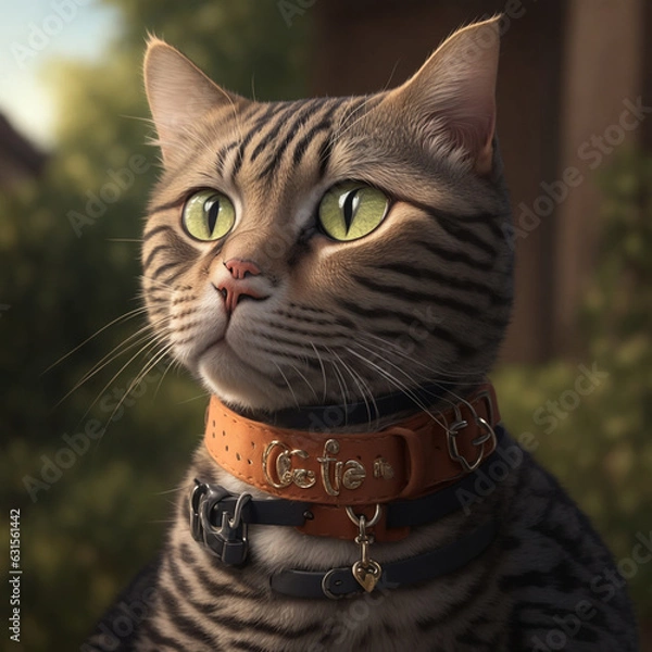 Fototapeta Cute space cat dressed in astronaut suit. Created with Generative AI technology.