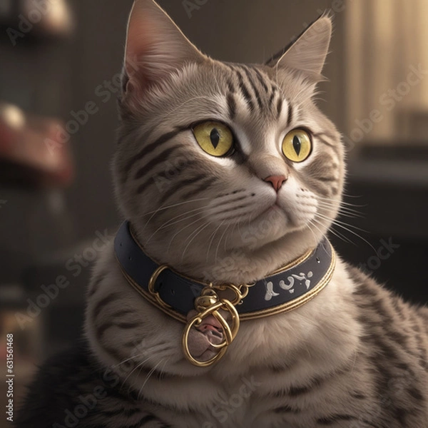 Fototapeta Cute space cat dressed in astronaut suit. Created with Generative AI technology.