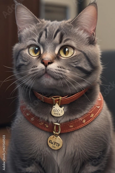 Fototapeta Cute space cat dressed in astronaut suit. Created with Generative AI technology.
