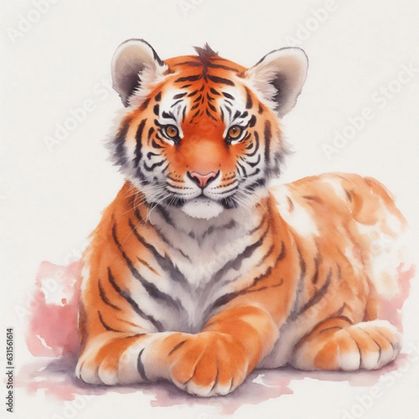 Fototapeta Image of an angry tiger and flames. Wildlife Animals. Illustration. Generative AI.
