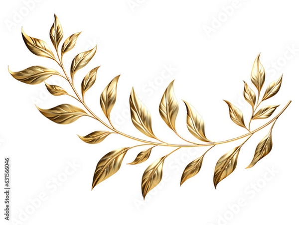Fototapeta Golden laurel branch. Isolated on a transparent background.