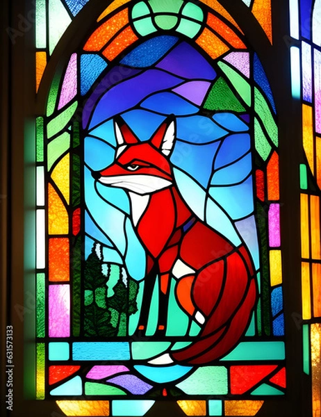 Obraz Fox on stained glass window