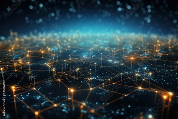 Obraz Futuristic tech, data exchanges, business tech, internet network, digital marketing, interconnected data concept, background.