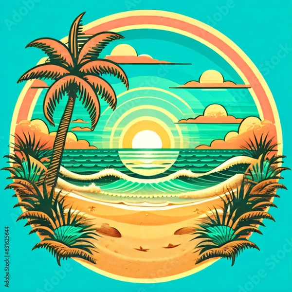Obraz tropical Beach Design with a Blue Background