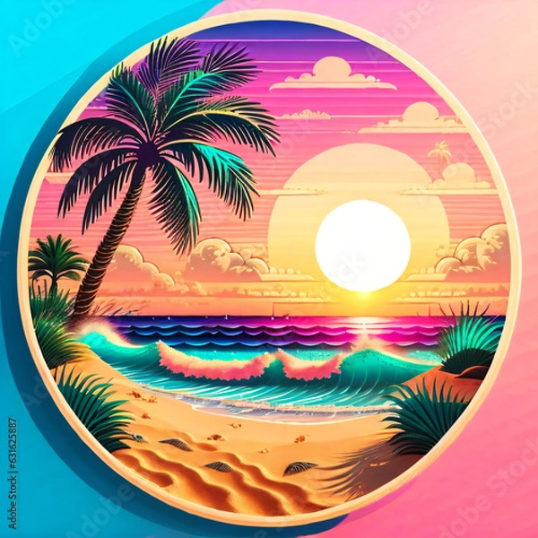 Fototapeta tropical island with palm trees