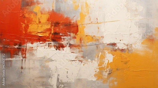 Obraz A rough abstract background with visible paint texture in yellow and orange. Generative AI. 