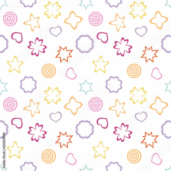 Fototapeta Modern brutalist seamless pattern, geometrical shapes composition. Perfect abstract print for tee, textile and fabric. illustration for decor and design.