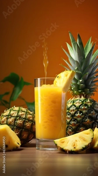 Obraz Ananas Juice Glass on a Tropical & Exotic Background.