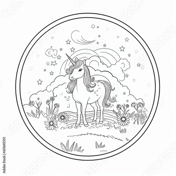 Fototapeta line_drawing_unicorn