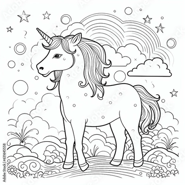 Fototapeta line_drawing_unicorn