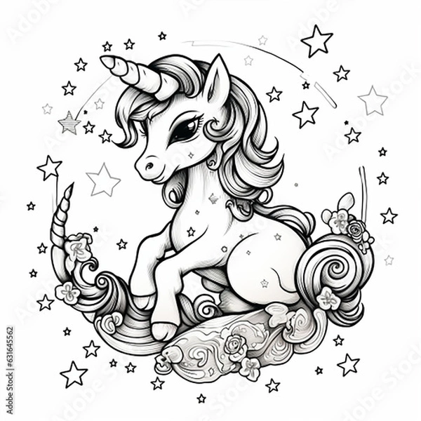 Fototapeta line_drawing_unicorn