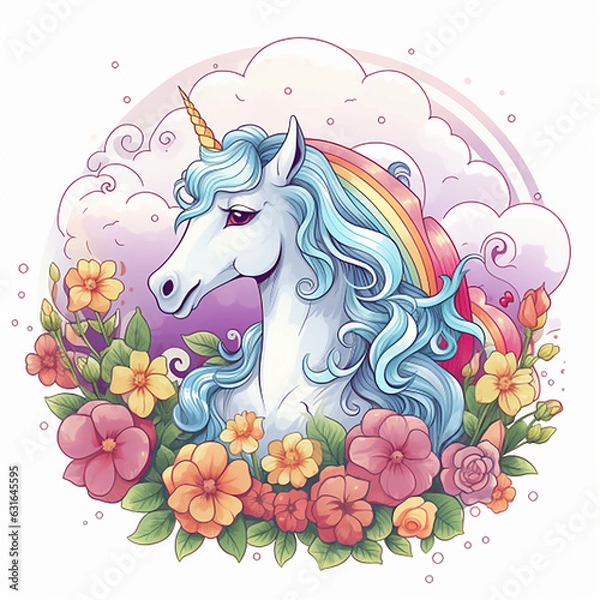 Fototapeta line_drawing_unicorn