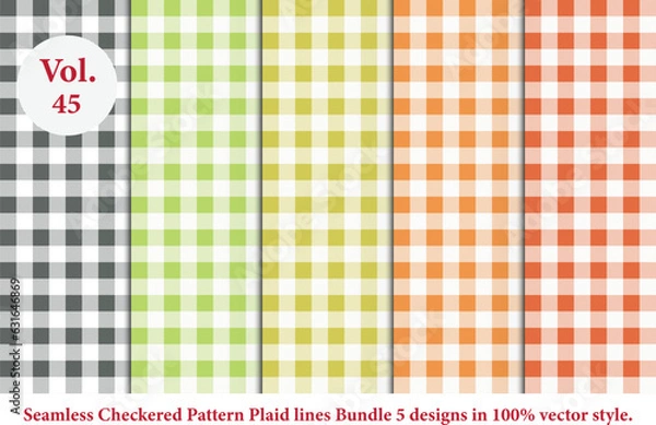Obraz Plaid lines Pattern checkered Bundle 5 Designs Vol.45,vector Tartan seamless