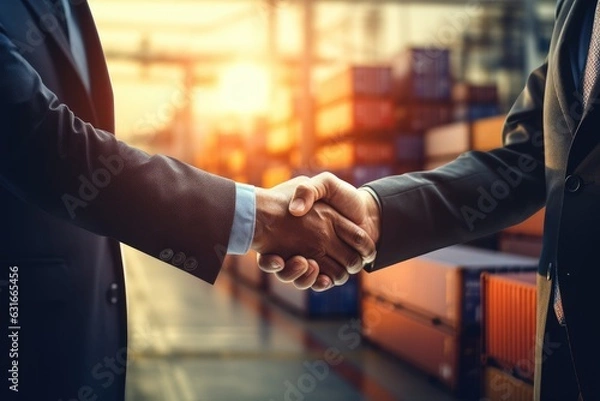 Obraz Partner handshake collaboration logistic background concept. Generative AI