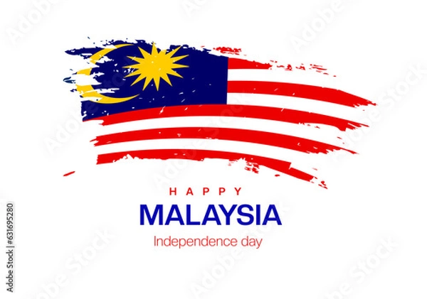 Obraz Hand painted watercolor hari merdeka malaysia illustration