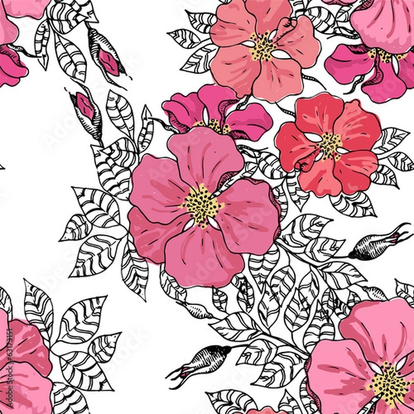 Obraz Vintage graphic flower seamless pattern texture