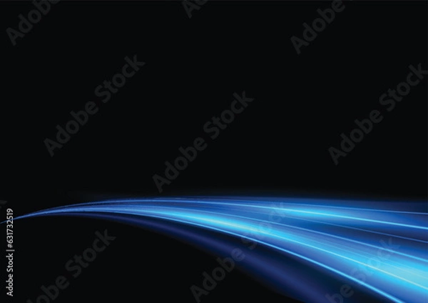 Obraz Modern abstract high-speed light motion effect on black background. vector illustration.