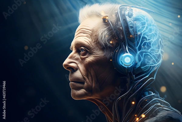 Fototapeta Unlock the Secrets of Human Re-aging Technology in an Enthralling Collection of Photo-Realistic 3D Renders, Where Wrinkles Fade, Youth Returns, and Age Reversal Becomes a Captivating Reality