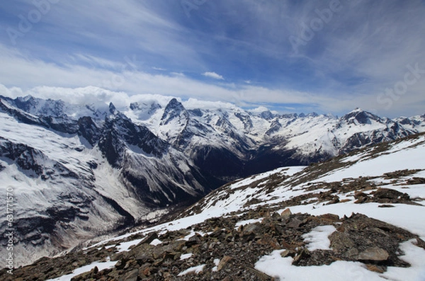 Fototapeta Mount Dombay in Teberda nature reserve, Caucasus Mountains, Russia