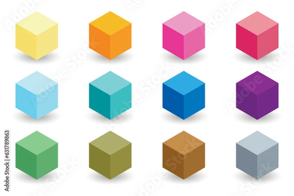 Fototapeta Cube. Set of vector cubes. Platonic solid. Vector illustration. 