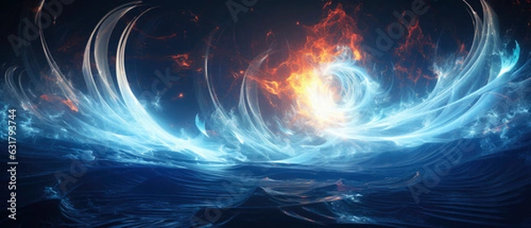 Fototapeta abstract elemental fusion reaction concept background