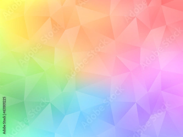 Obraz レインボーカラーのカラフルなグラデーション背景、三角ポリゴンパターン
