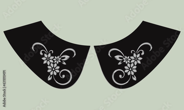 Obraz floral embroidery collar design vector.