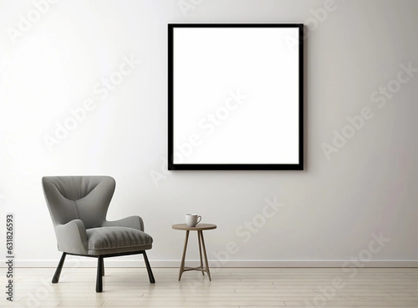 Fototapeta An empty frame frame above chair