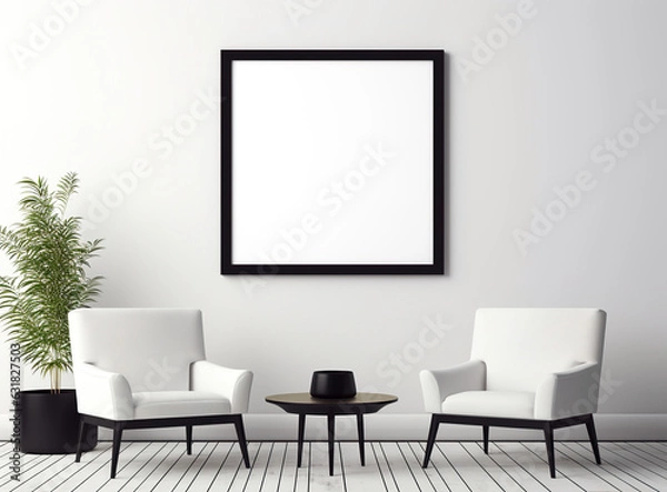 Fototapeta An empty frame frame above chair