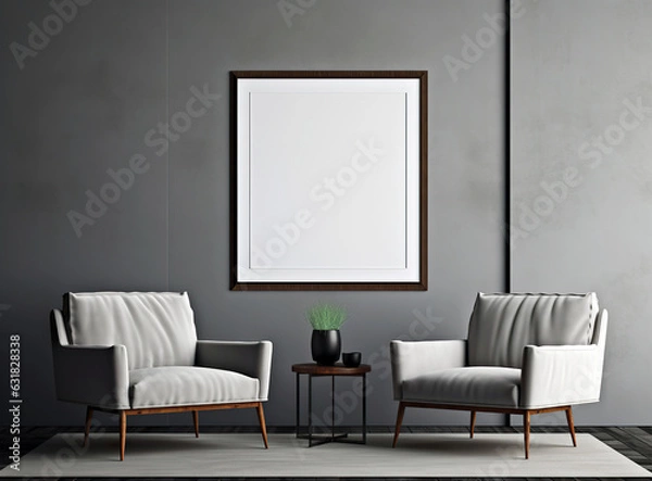 Fototapeta An empty frame frame above chair